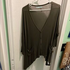 Olive Green Button-Up layer cozy Cardigan